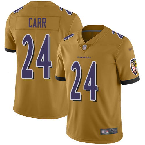 Baltimore Ravens Limited Gold Men Brandon Carr Jersey NFL Football #24 Inverted Legend